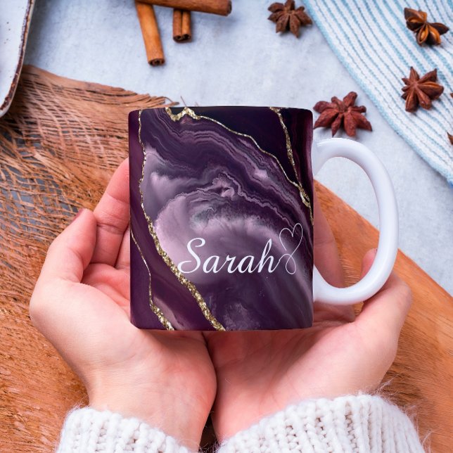 Luxury Personalised Maroon &Gold Marble Coffee Mug (Creator Uploaded)