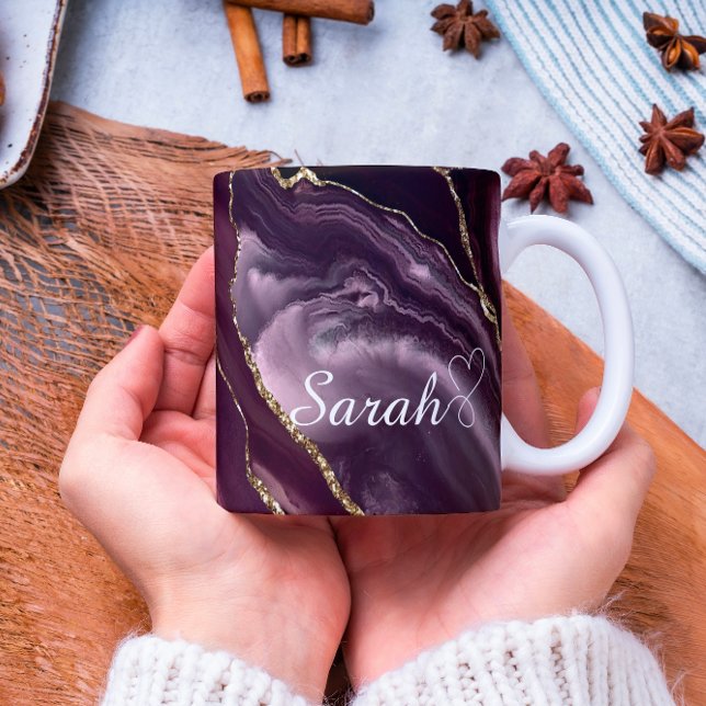 Luxury Personalised Maroon & Gold Marble Mug (Creator Uploaded)