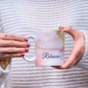 Luxury Personalised Pink & Gold Watercolor Mug