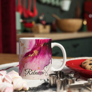Luxury Personalised Pink, Purple & Gold Marble  Coffee Mug