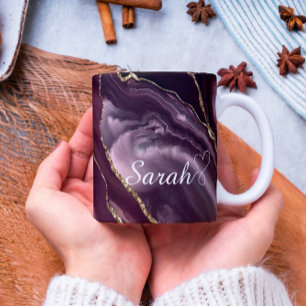 Luxury Personalized Maroon & Gold Marble Mug