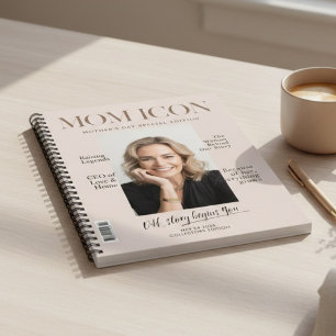 Luxury Personalized Photo Mom Magazine Cover  Notebook