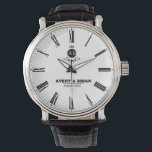 Luxury Personalized Roman Numeral Rose Gold & Leat Watch<br><div class="desc">Luxury Personalized Roman Numeral Rose Gold & Leather Custom Wedding Timepiece Descriere (SEO): Celebrate timeless love with this Luxury Personalized Roman Numeral Watch, featuring a polished rose gold case, classic white dial, and elegant brown leather strap. Customized with names and wedding date, this sophisticated timepiece is perfect for couples seeking...</div>