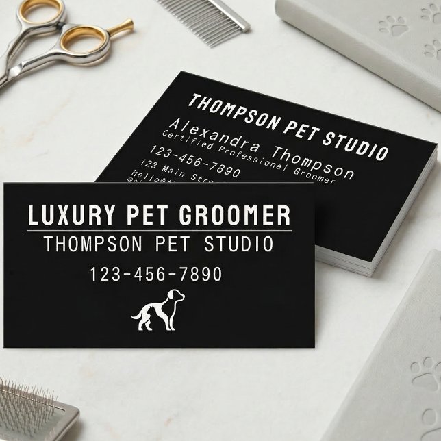 Luxury Pet Groomer Modern Bold Professional Business Card (Creator Uploaded)