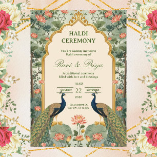 Luxury Pichwai Indian Haldi Ceremony Invitation