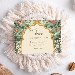 Luxury Pichwai Indian Wedding RSVP Card