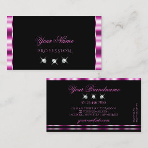 Luxury Pink and Black Sparkling Diamonds Stylish Business Card