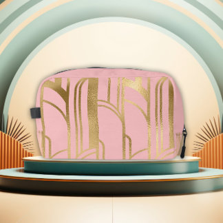 Luxury Pink and Gold Art Deco Design Toiletry Bag