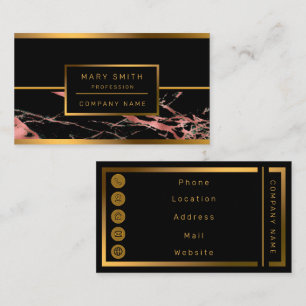 Luxury Pink Black Marble Customise Business Card