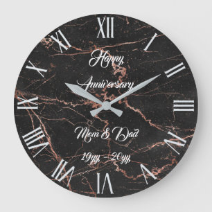 Luxury Pink Black Marble Customise Large Clock