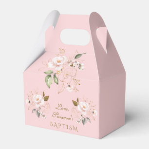 Luxury Pink Blush Gold Floral Girl Baptism Favour Box