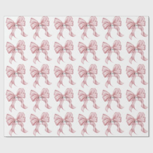 Luxury Pink Bow Coquette Baby Shower Girl Wrapping Paper