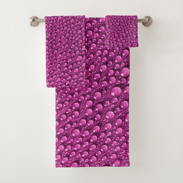 Luxury Pink Bubble Drops Bath Towel Set (Insitu)