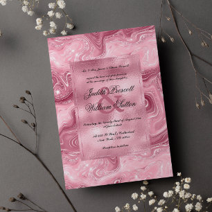 Luxury pink burgundy glitter marble Wedding Invitation