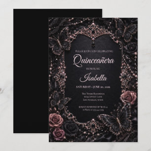 Luxury Pink Butterflies Quinceañera Invitation