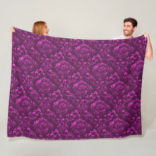 Luxury Pink Damask Floral Fleece Blanket