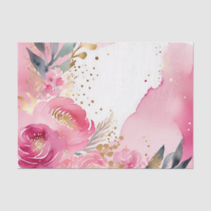 Luxury Pink Floral Gold Tissue Paper