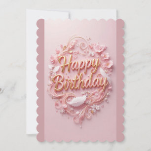Luxury Pink Floral Happy Birthday Greeting Card