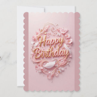 Luxury Pink Floral Happy Birthday Greeting Card |