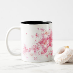 Luxury Pink Flowers Floral Watercolor Abstract Art Two-Tone Coffee Mug