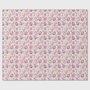Luxury Pink Gemstones & Sparkling Crystal Jewels Wrapping Paper