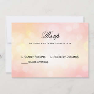 Luxury Pink glitter  Bokeh Light Wedding Response Invitation