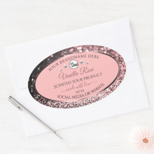 Luxury Pink Glitter Product Labels Logo Diamonds