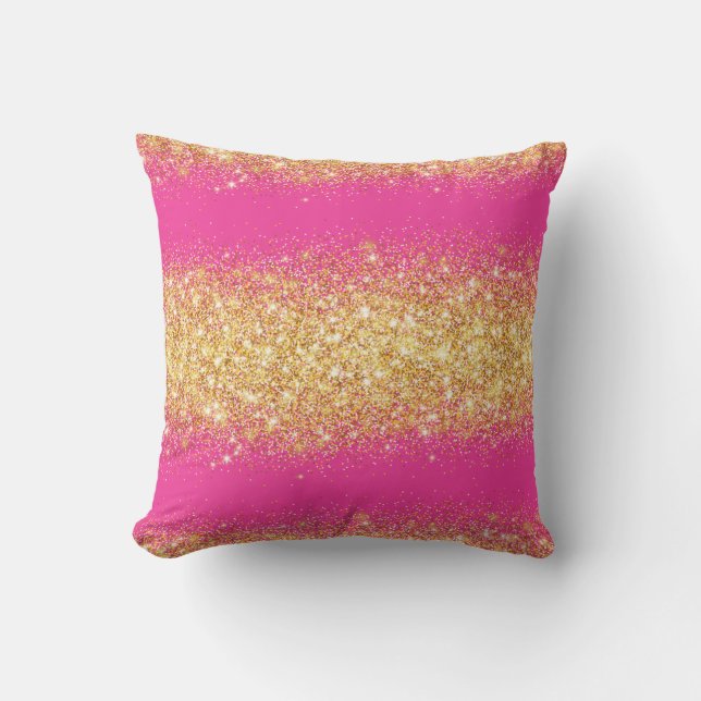 Luxury Pink Gold Glitter Cushion (Front)