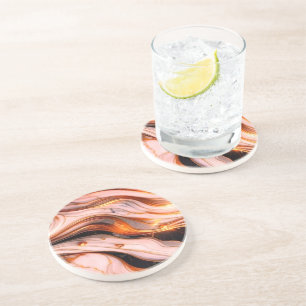 Luxury pink & Gold Marble coaster – Elegant Ae