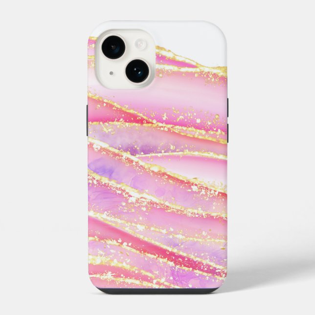 Luxury Pink Gold Marble Pattern iPhone Case (Back)