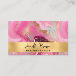 Luxury Pink Marble and Gold Foil Business Card