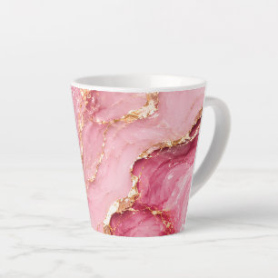 Luxury Pink Ocean Marble with Gold Veins Latte Mug