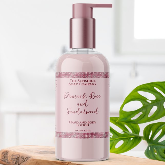Luxury pink & pink glitter cosmetics bottle label (Creator Uploaded)
