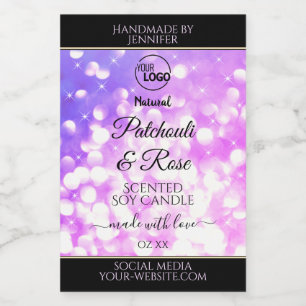 Luxury Pink Purple Glitter Product Label with Logo