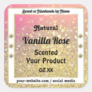Luxury Pink Purple Gold Glitter Product Labels