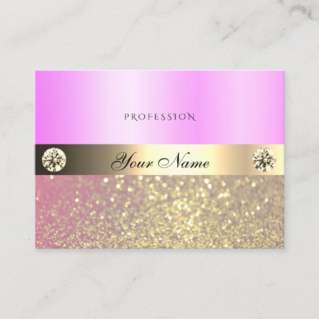 Luxury Pink Purple Gold Sparkling Glitter Diamonds Business Card (Front)