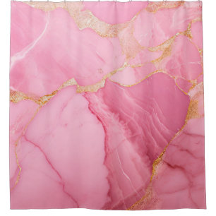 Luxury Pink Quartz Rose Marble Gold Kintsugi Shower Curtain