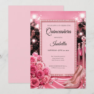 Luxury Pink Quinceañera Invitation