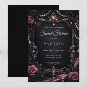 Luxury Pink Rhinestones Glitter Sweet 16 Invitation
