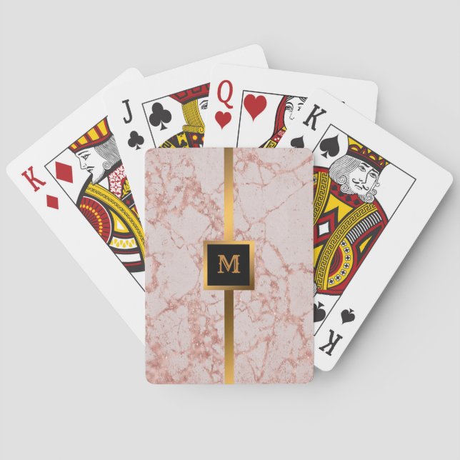 Luxury Pink Rose Blush Glitter Marble Customise Playing Cards (Back)