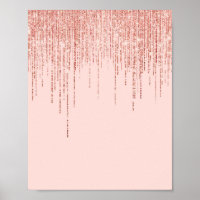 Luxury Pink Rose Gold Sparkly Glitter Fringe