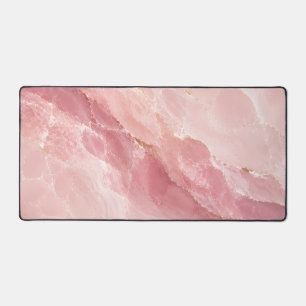 Luxury Pink Rose Quartz Marble Abstract Pattern Desk Mat