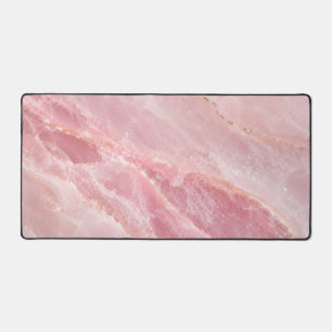 Luxury Pink Rose Quartz Marble Abstract Pattern Desk Mat