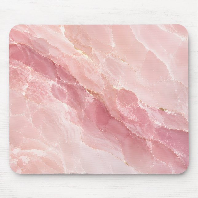 Luxury Pink Rose Quartz Marble Abstract Pattern Mouse Pad (Front)