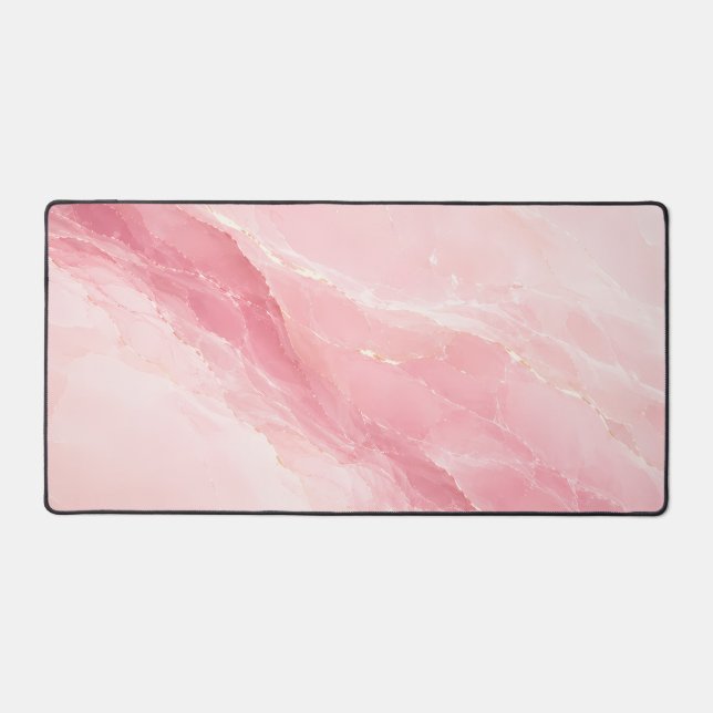 Luxury Pink Rose Quartz Marble Desk Mat (Front)