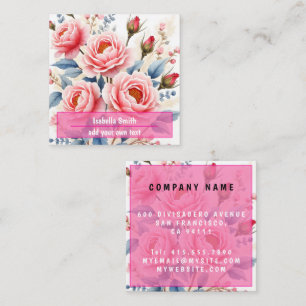 Luxury Pink Roses Beautiful Modern Collection Square Business Card