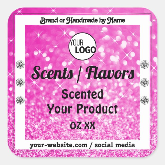 Luxury Pink Sparkling Glitter Product Labels Logo (Front)