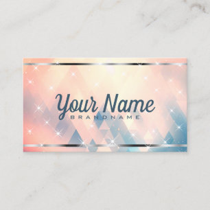 Luxury Pink Triangle Pattern Glitter Shiny Stars  Business Card