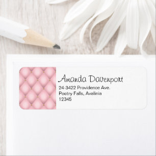 Luxury Pink Tufted Diamond Pattern Address Return Address Label