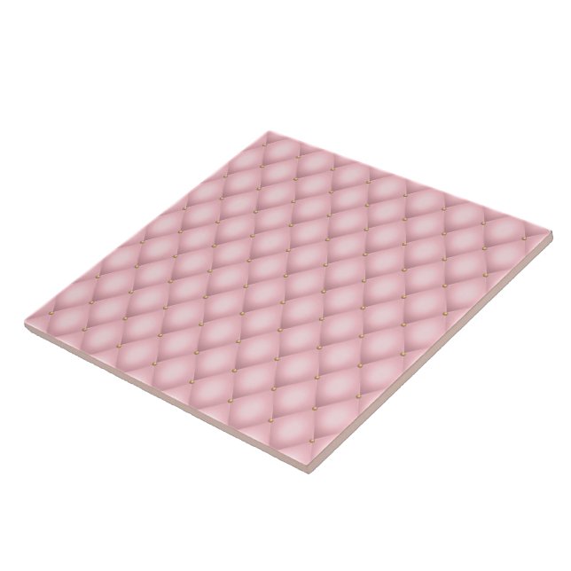 Luxury Pink Tufted Diamond Pattern Ceramic Tile (Side)